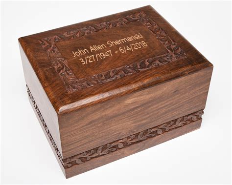 wooden urn box with metal plack|handmade wooden urns for ashes.